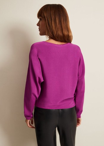 Phase Eight Letina Slinky Keyhole Knitwear Purple Canada | ZNLUKF-216